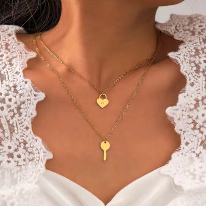 collier coeur cadenas et cle