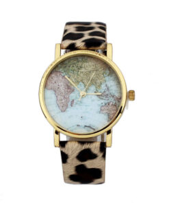 montre carte du monde leopard