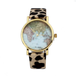 montre carte du monde leopard
