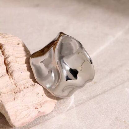 bague ajustable acier inoxydable argente