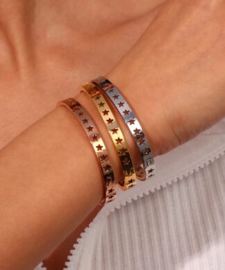 bracelet jonc etoile acier inoxydable