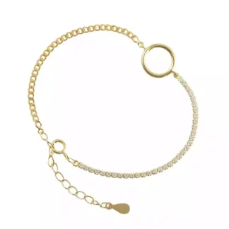 bracelet fin avec cercle plaque or