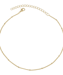 collier chaine perlee plaque or
