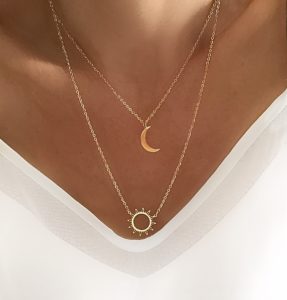 Collier soleil lune en acier inoxydable