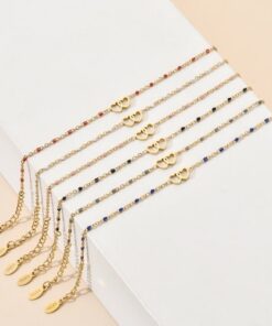 bracelet coeurs perles multicolores