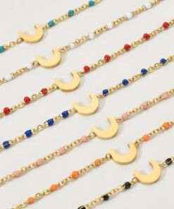 bracelet corne lune perles multicolores