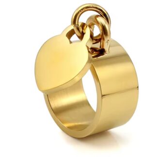 bague pampille coeur acier inoxydable