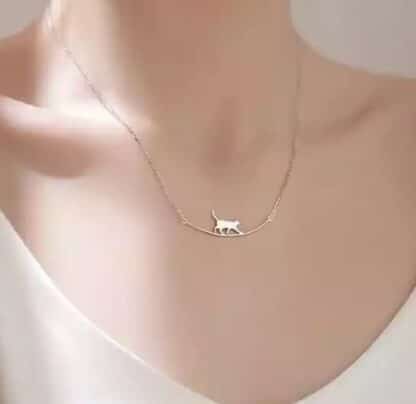 collier chat argent