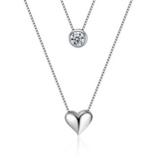 collier deux rangs coeur argent