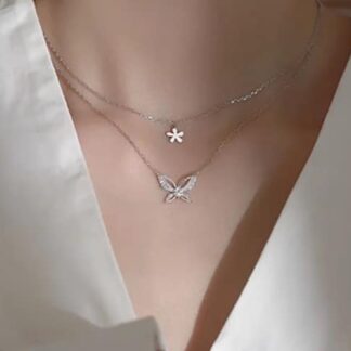 collier papillon argent