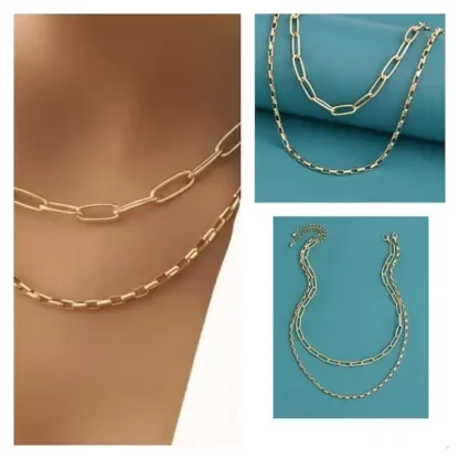 collier avec chaine gros maillon multirangs tendance