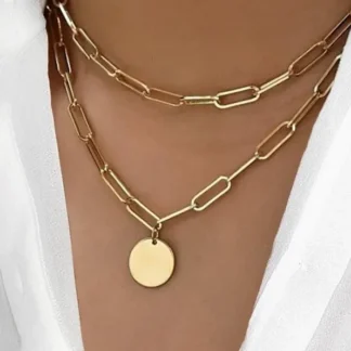 collier ras du cou double rang avec medaille tendance ete 2025