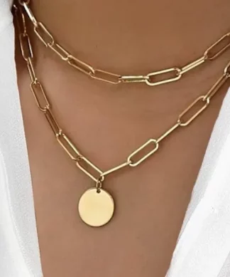 collier ras du cou double rang avec medaille tendance ete 2024