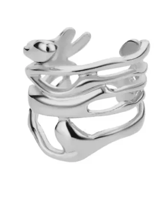 Grosse bague tendance en acier inoxydable ajustable