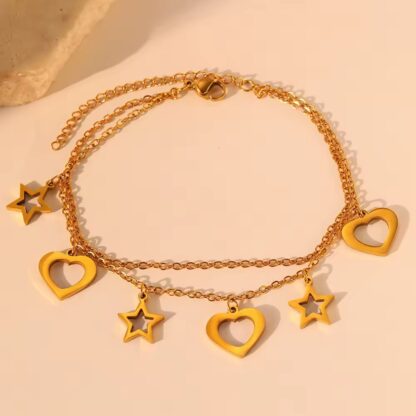 bracelet avec breloques coeur acier inoxydable