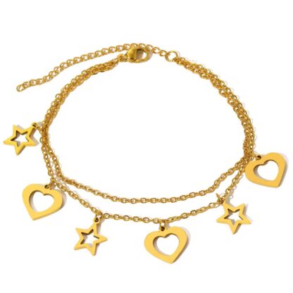 bracelet avec breloques coeur acier inoxydable