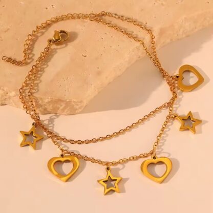 bracelet avec breloques coeur acier inoxydable