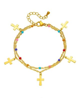 bracelet croix femme en acier inoxydable