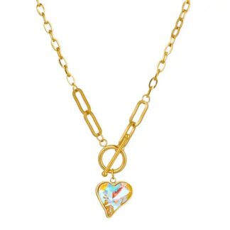 collier fermoir t avec pendentif coeur