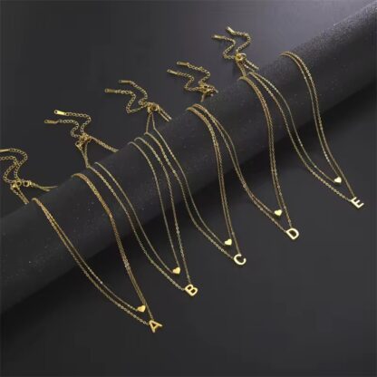 collier multirang lettre initale acier