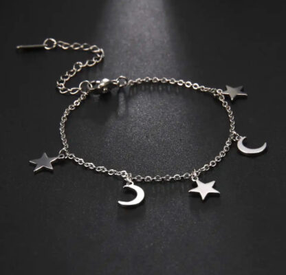 bracelet lune etoile acier inoxydable