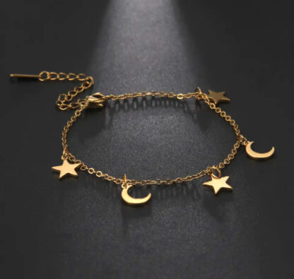 bracelet lune etoile acier inoxydable