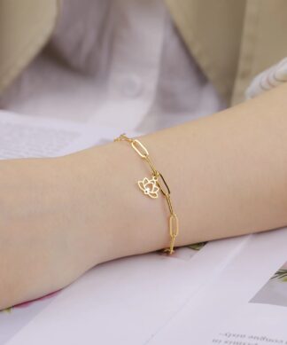 bracelet fleur de lotus acier inoxydable