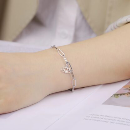 bracelet fleur de lotus acier inoxydable