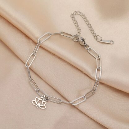 bracelet fleur de lotus acier inoxydable