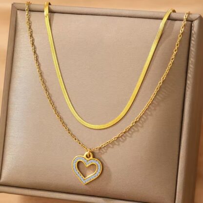 collier coeur pour femme en acier inoxydable