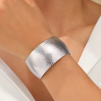 bracelet manchette large en acier inoxydable